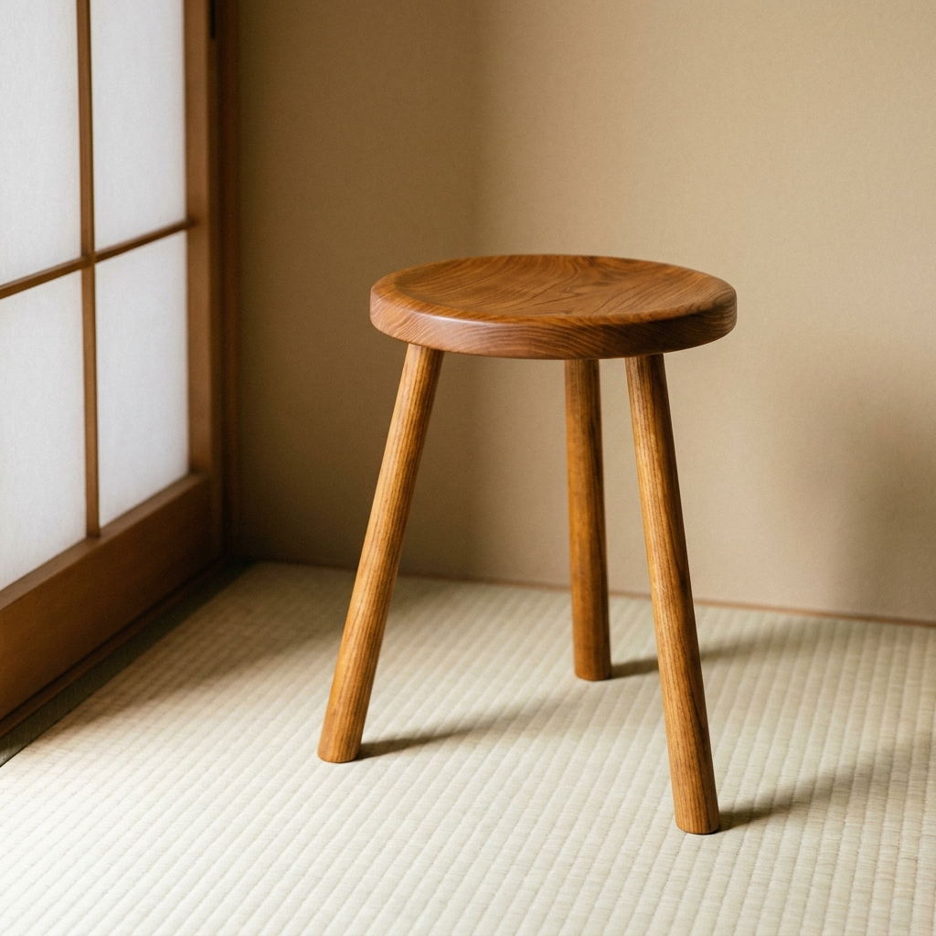 栗の三本脚スツール
